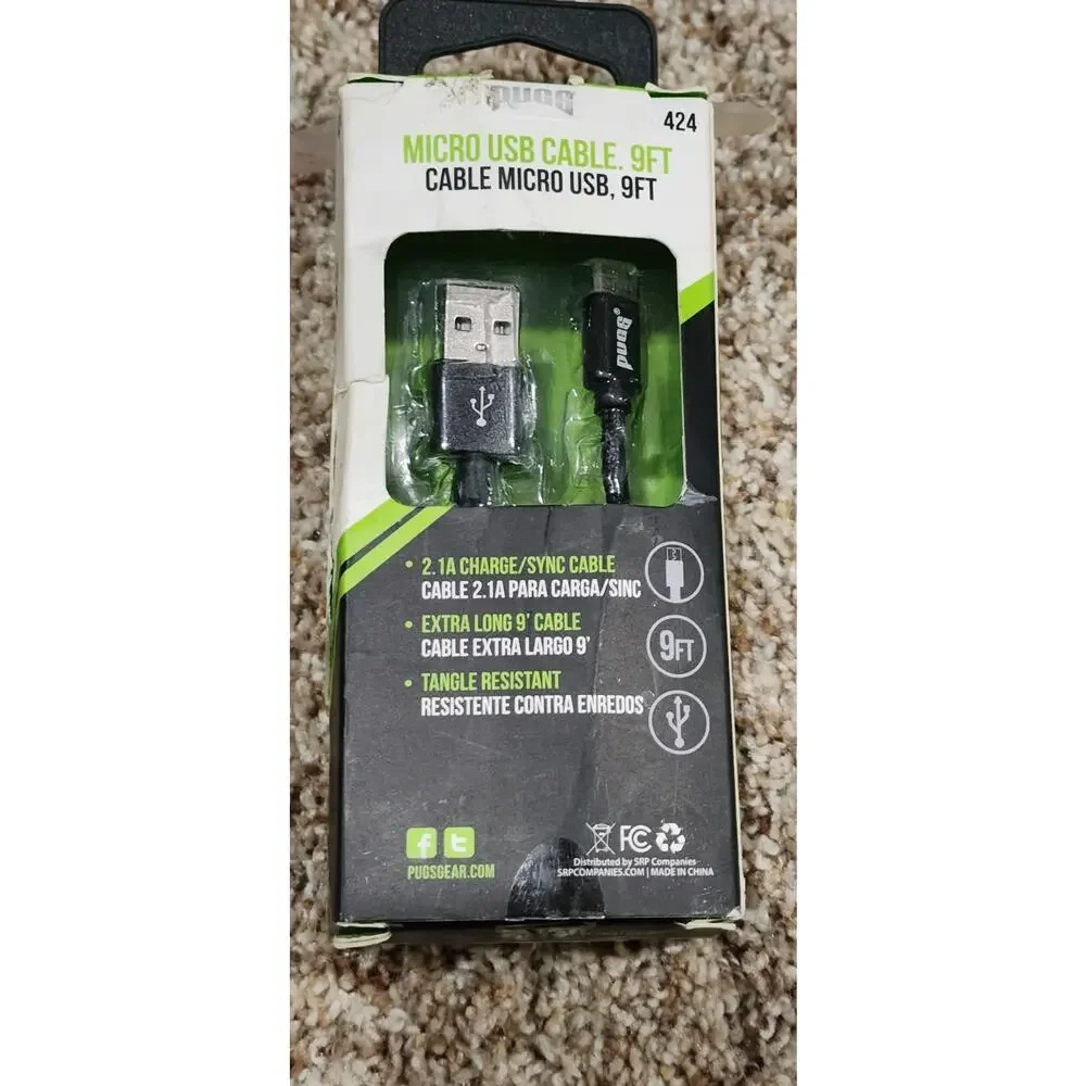 PUGS Micro USB Cable 424 Extra Long 9 Foot Tangle Resistant